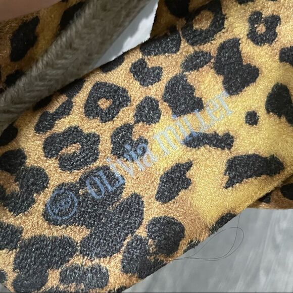 Olivia Miller River Flatform Wedge Chunky Leopard Animal Print Slide Sandals - Picture 5 of 10